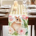 thumbnail image 3 of Easter Bunny Table Runner, Pink Tulip Flowers Spring Leaves Rustic Botanical Cotton Linen Table Runners 108 Inches Long, Dresser Scarf Runner for Dining/Living Room/Kitchen/Square Tables 13''x108'', 3 of 9