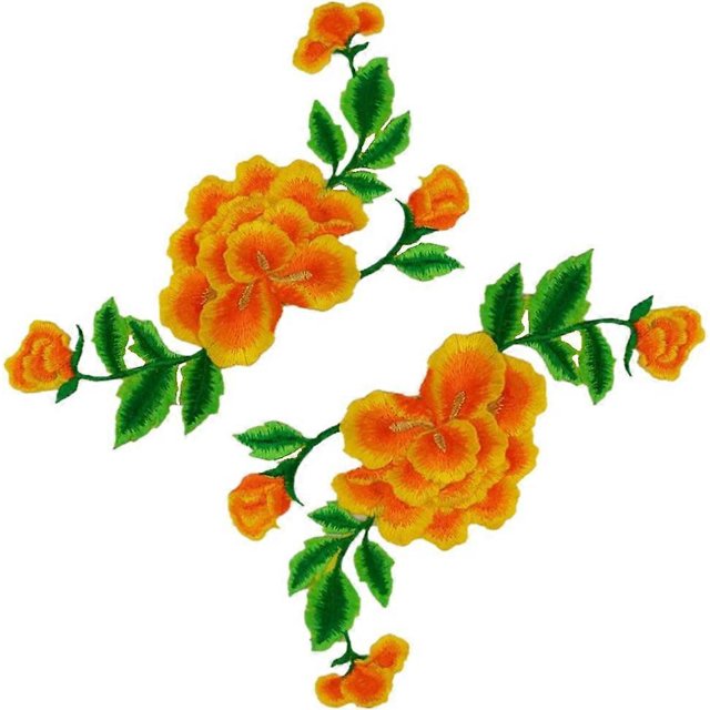 KAIYANG Apliques de bordado floral de doble capa sobre ratán Adornos para ropa (rojo) 2 piezas amarillo