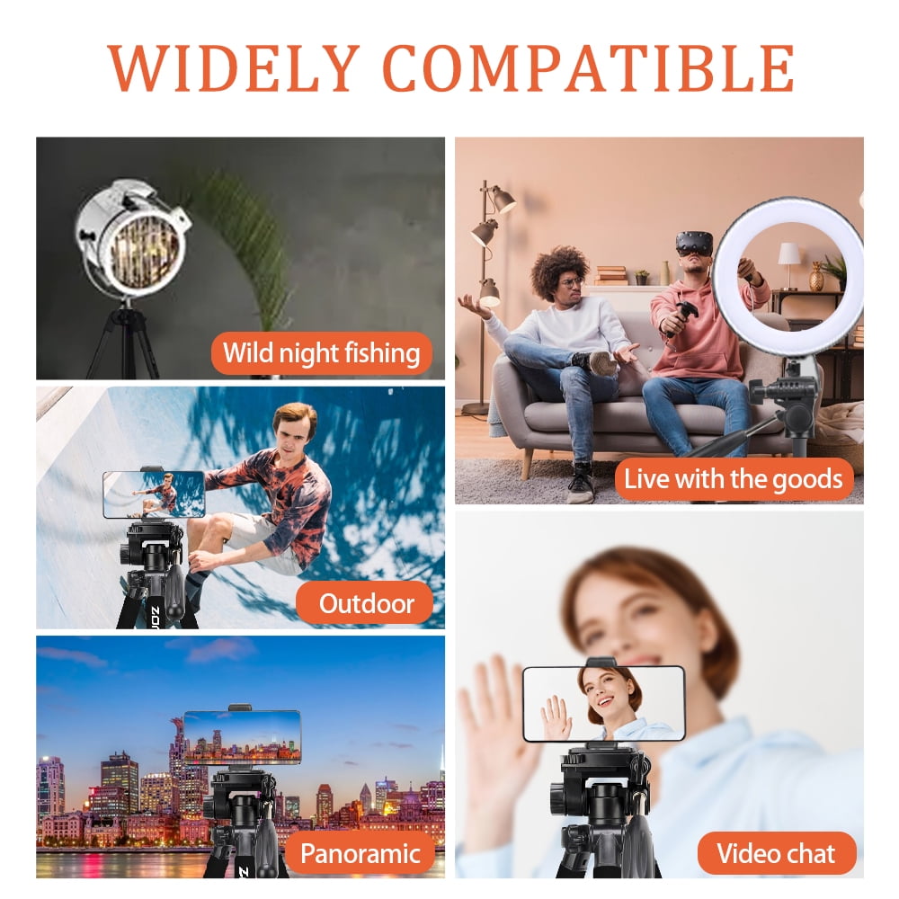 ZOMEI 55" Tripod Travel Camera Tripod with 3-Way Pan Head and Phone Holder Mount for Gopro,Projector,Smartphones Webcam,Spotting Scopesto Live Broadcast and DSLR EOS Canon Nikon Sony Samsung