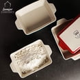 thumbnail image 3 of SWEEJAR Ceramic Baking Dish, Rectangular Small Baking Pan with Double Handles, 22OZ for Cooking, Brownie, Kitchen, 6.5 x 4.9 x 1.8 Inches(Turquoise), 3 of 5