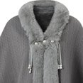 thumbnail image 5 of Ecqkame Women Sherpa Cape Shawl Casual Print Faux Fur Trim Knot Front Shawl Poncho Wrap Fleece Lined Warm Winter Versatile Outerwear Gray Free Size, 5 of 5