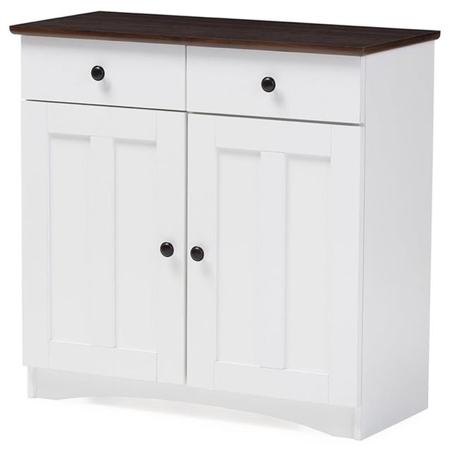 Allora Contemporary Wood Server in White and Dark Brown