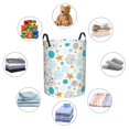 thumbnail image 4 of Fuzoiu Gold Stars Blue Dots Pattern Print Circular Hamper,Laundry Basket with Handle,Collapsible Laundry,Dirty Clothes Storage Basket,for Bedroom Bathroom Dorm Living Room-Small, 4 of 6