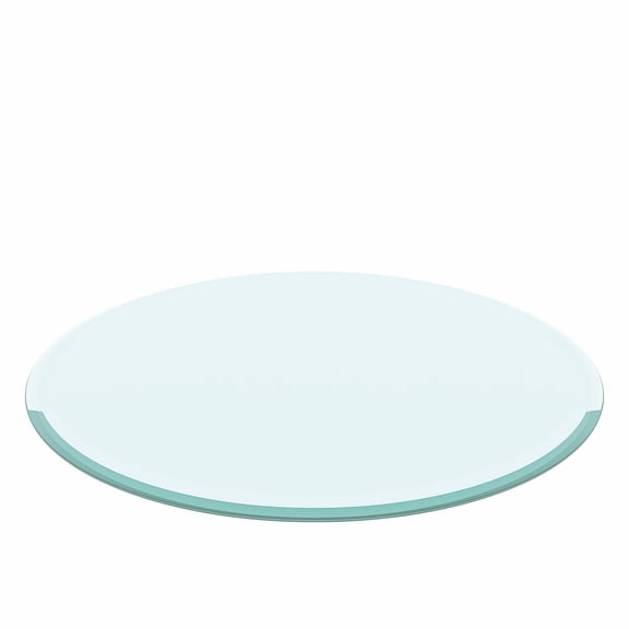 32 Inch Round Tempered Glass Table Top Clear 2 5 Inch Thick Beveled Edge For Dining Coffee Patio Tables