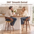 thumbnail image 2 of LEGAHOME Swivel Bar Stools Set of 2, 25” Upholstered Counter Height Stools with Low Back and Round Footrest, Mid-Century Barstools with Wooden Legs for Kitchen, Bar, Walnut + Black, 2 of 6