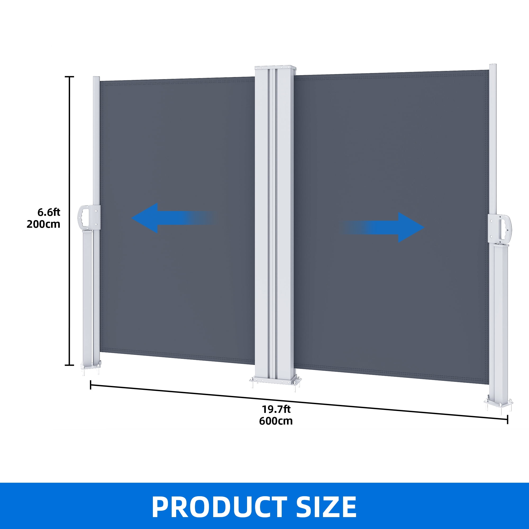 D*様 MacOutdoor MACONE Double Side Retractable Awning 236''X 78'', UV-Resistant Outdoor