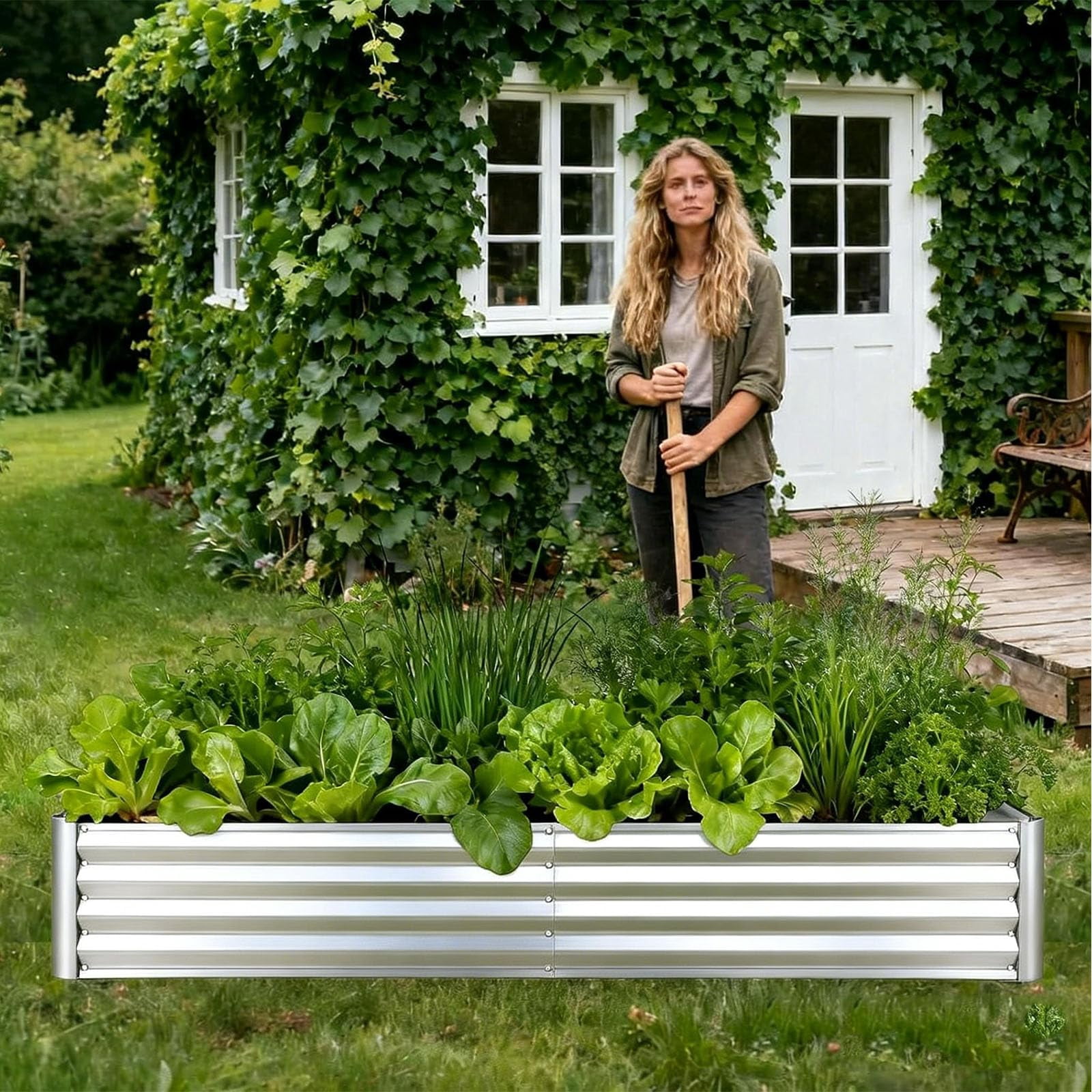 Garvee 2 Pack Galvanized Raised Garden Beds, 6x1.5x1 ft Outdoor Metal Planter Boxes for Vegetables, Flowers and Herbs, Suitable for Backyard use.