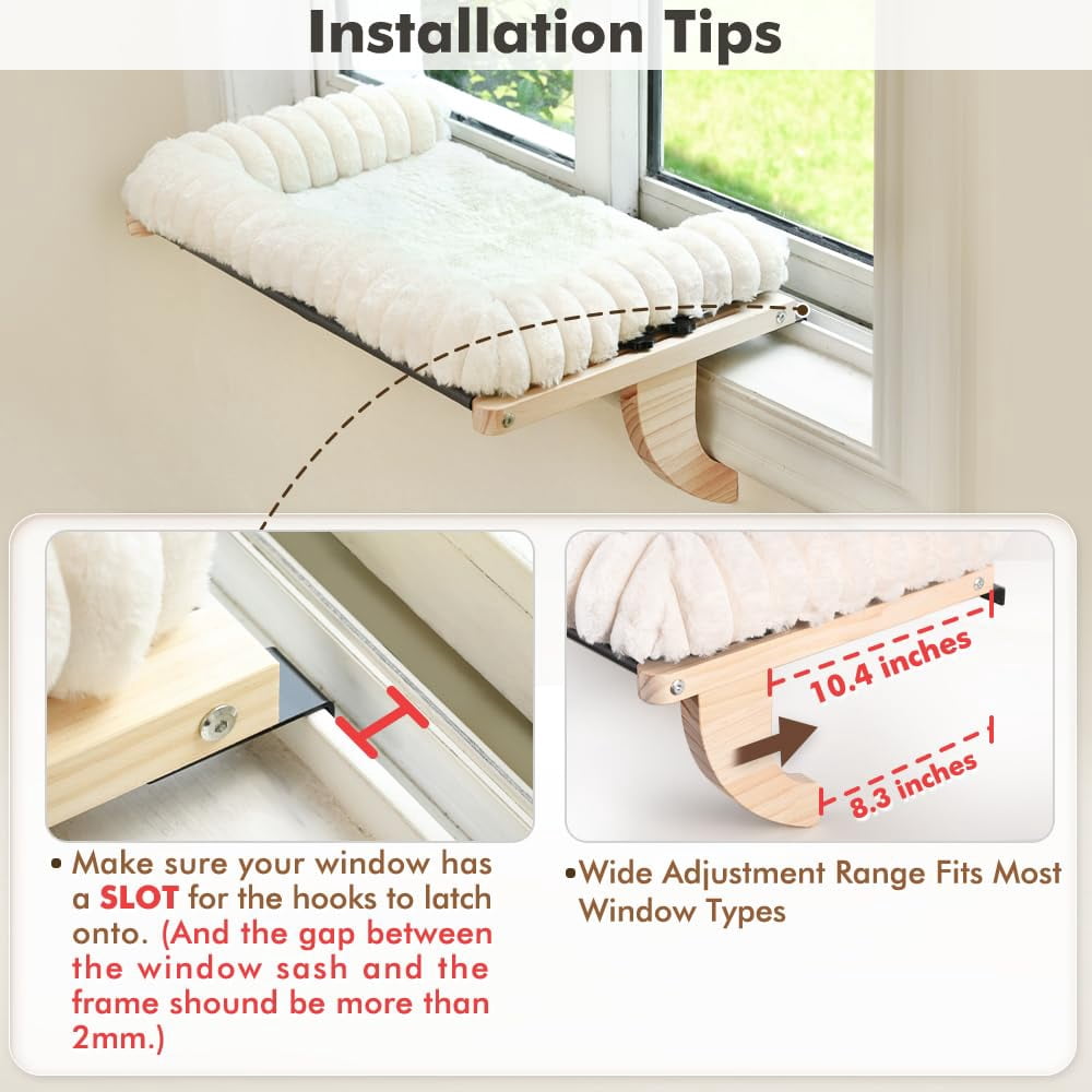 Cat Window Sill Perch White Medium(21.7''x15'')