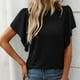 thumbnail image 2 of Camiseta de mujer con cuello redondo y mangas con volantes texturadas: prenda informal y versátil, tejido transpirable, fácil de cuidar, 2 of 8