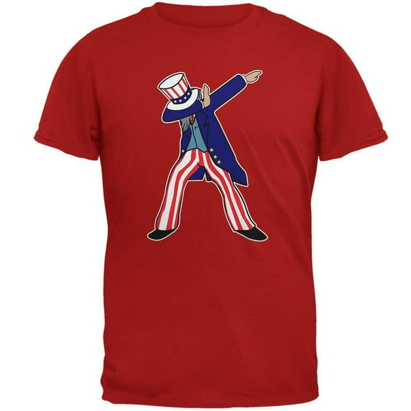 4th Of July Dabbing Uncle Sam Mens Soft T Shirt Red X-LG