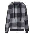 thumbnail image 3 of Shadoumai Plaid Fleece Jacket Women Sherpa Zip Up Hoodies Long Sleeve Flannel Jacket Trendy Winter Coats Outerwear, 3 of 4