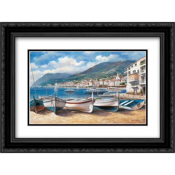 Bella Mattina II 2x Matted 24x18 Black Ornate Framed Art Print by Chiu, T.C.