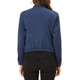 thumbnail image 3 of Chaqueta de moto con cuello alzado y cierre para mujer INSPIRE CHIC, ligera, talla XL, azul oscuro, 3 of 7