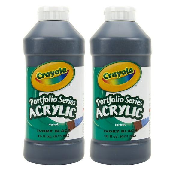 Crayola Portfolio Series Acrylic Paint, 16 oz., Ivory Black, Pack of 2