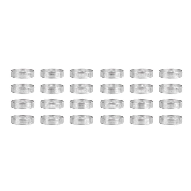 24 Pack Stainless Steel Tart Rings 3 In,Perforated Cake Mousse Ring,Cake Ring Mold,Round Cake