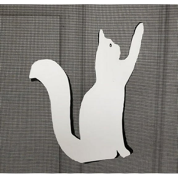 DCentral "Playful Cat" Flexible Screen Magnet Décor; Double-Sided. Bright White-Easier to See Day & Night. Decorative. Helps to Stop Walking into Screens, Covers Small Tears in Screens, Size 4.5” X 6”