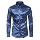 thumbnail image 1 of Camisas s Para Hombre Interior Camisa de manga larga de satén liso de tendencia de moda para hombre (Navy, XXL), 1 of 4