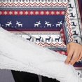 thumbnail image 3 of Oversized Wearable Blanket Hoodie,Dark Blue Christmas Reindeer and Donkey Pattern Sherpa Blanket Hoodie with Super Pockets,Super Warm Fuzzy Pullover for Women & Men, 3 of 6