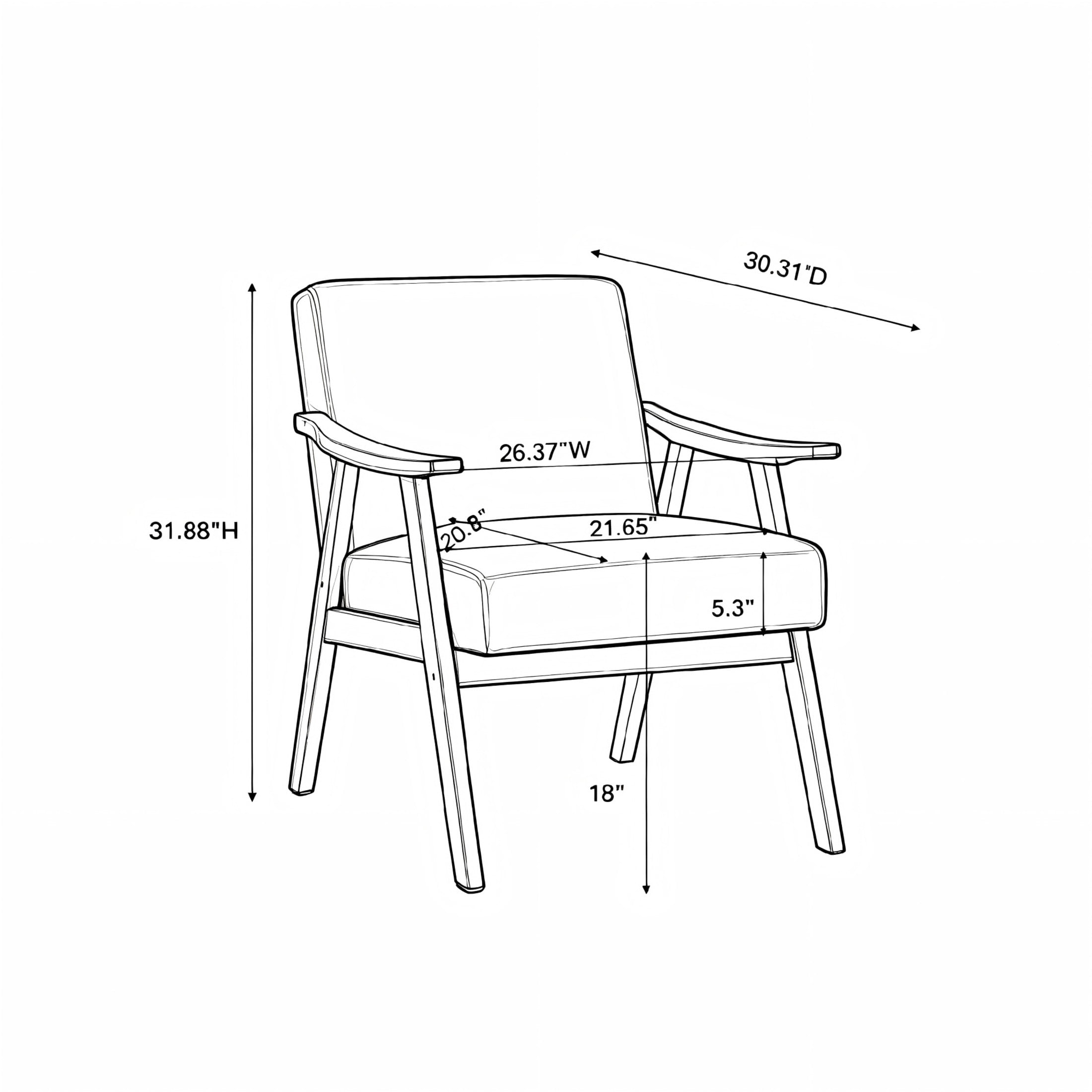 GDF Studio Mid-Century Modern Accent Chair with Microfiber Upholstery & Solid Wood Frame, Gray