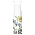 thumbnail image 4 of clear 50% off Usmixi Jumpsuits for Women Loose Wide Leg Breathable Linen Spaghetti Strap Fashion Pocket Baggy Jumpsuits Overalls Summer Formal Floral Print Crewneck Sleeveless Long Rompers White xl, 4 of 4