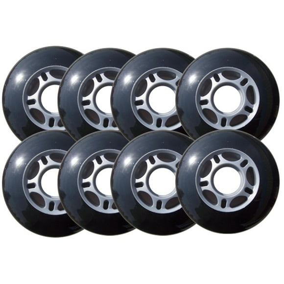 Outdoor HOCKEY WHEELS HiLo SET 76mm 80mm BLACK 82a HARD