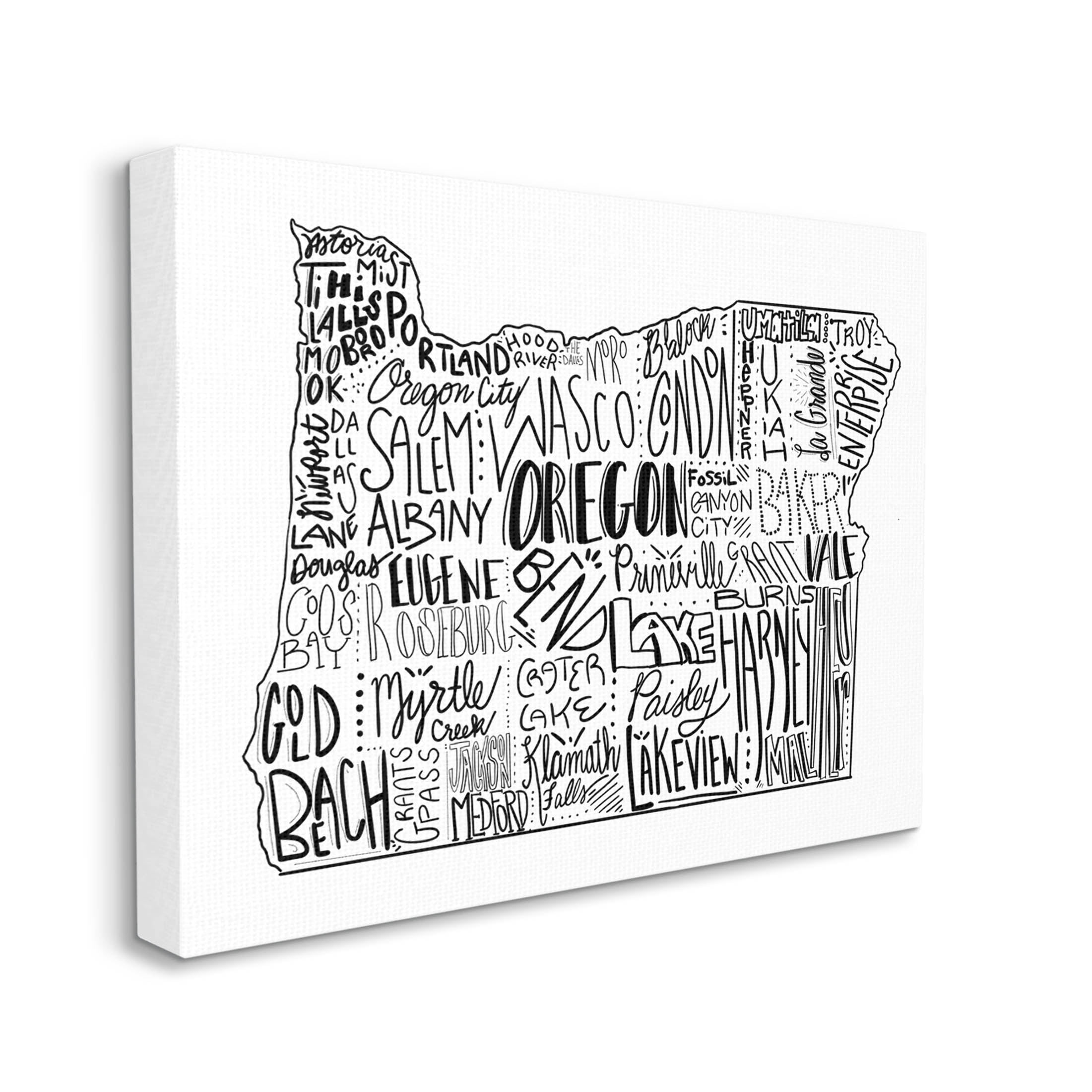 Stupell Industries Oregon State Cities Map Graphic Art Gallery Wrapped Canvas Print Wall Art, Design by The Saturday Evening Post