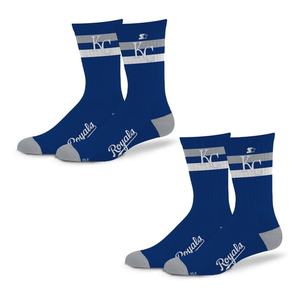 Unisex Starter Kansas City Royals Team Color 2-Stripe 2-Pack Crew Socks Set