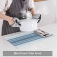 thumbnail image 4 of Blue Ombre Stripe Placemats for Dinning Table Set of 6, Farmhouse Striped Gradient Burlap Kitchen Place Mats Waterproof Cloth Table Mats, Indoor Outdoor Placemats Easy Clean Dinner Decor, 4 of 8