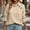 Beige, variant on Warm Winter Women Solid Cowl Neck Button Sweatshirt Long Sleeve Loose Fit Soft Casual Pullover White