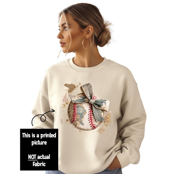Ink-Printed Image Not Actual Fabric Camo Coquette Bow Baseball Sweatshirt for Women & Youth Gray Sweatshirt Youth Small