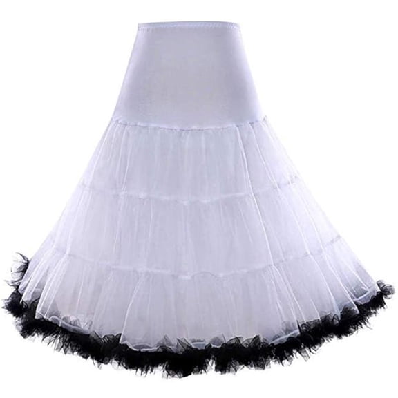 CYYPLAS 26" Women's 50s Petticoat Skirt White Vintage Tutu Slip Crinoline Underskirt Small-Medium 1PC
