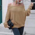 thumbnail image 3 of Womens Fall Fashion 2022! QLEICOM Sweaters for Women, Women's Off-the-shoulder Sweater Women's Loose Autumn And Winter Long-sleeved Sweater On Clearance, 3 of 6