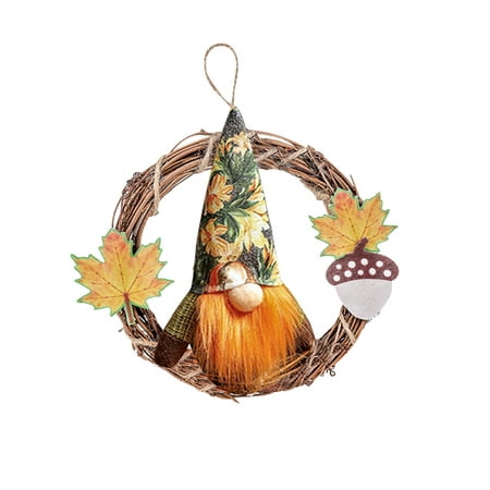 

AXXD Christmas Deco Thanksgiving Maple Doll Rattan Ring Pendant Thanksgiving Festival Faceless Old Man Doll Garland Window Thanksgiving Dressing Props Room Decor For Clearance