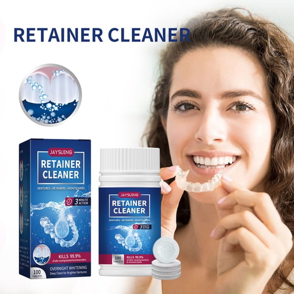 1 Bottle Denture Cleaning Tablets Fresh Breath Reduce Sensitive Dirt Cleaning Dentures Enzyme Clear Retainer Cleansing Effervescent Tablets for Home