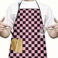 thumbnail image 2 of Black and Pink Checkerboard Pattern Apron-Garden Aprons for Women with Pockets-Cotton Linen Waterproof Kitchen Cooking Gardening Aprons Adjustable for Kitchen,Cooking,BBQ and Salon 33x27 Inch, 2 of 7