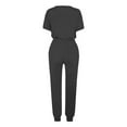 thumbnail image 4 of Tbopshirt Women's 2 Piece Outfits Fashion Women Summer Solid Button Casual Short SLeeve Top+ Pant Set Wide Leg Pants, 4 of 5