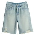 thumbnail image 5 of Womens Jean Shorts Loose Jorts Mid Low Waisted Bermuda Shorts Hip Hop Denim Shorts Streetwear Womens Jeans Blue L, 5 of 5