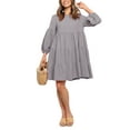 thumbnail image 1 of Mialoley Robe Mini pour Femmes, Manches Longues Col Rond Plissé Robe Ample Ligne A Automne, 1 of 7