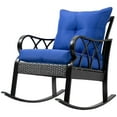 thumbnail image 2 of Resenkos Wicker Rocking Chair with Padded Cushions, Aluminum Rattan Porch Chair, Armrest, Garden Patio Backyard, Comfortable Seating,Blue, 2 of 11