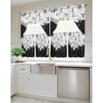 thumbnail image 4 of Black White Kitchen Curtains Swag Valance and Tier Curtains Set 24 Inch Length, Abstract Graffiti Paint Country Retro Tribal Rod Pocket Drape Panels Pair Swag Curtains for Bathroom/Cafe/Window, 4 of 6