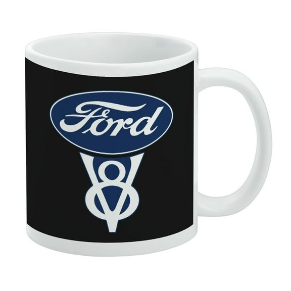 Ford Vintage V8 Logo White Mug