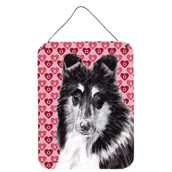 Black and White Collie Hearts and Love Wall or Door Hanging Prints