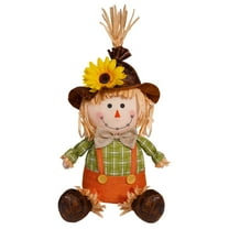 Outdoor Scarecrow Fall Harvest Thanksgiving Decoration, Sitting Scarecrow Outside Decor for Autumn Garden Yard Porch, Boy