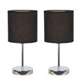 thumbnail image 1 of Simple Designs LT2007-BLK-2PK Chrome Mini Basic 2 Pack Abat-Jours en Tissu Ensemble de Lampes de Table, Noir, 2 Unités, 1 of 7