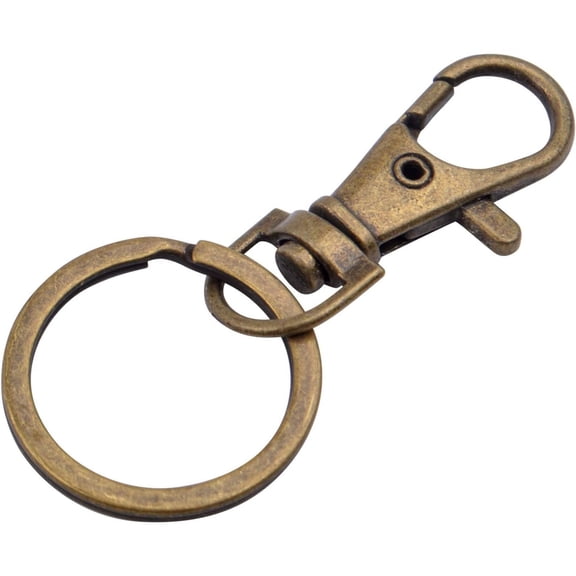 30 Pieces  Bronze Lobster Claw Clasp Keychain,Swivel Clasps and 30 Pieces Keychain Rings for Craft Project Making
