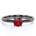 thumbnail image 1 of JeenMata Anillo de Compromiso con Rubí Sintético Gótico de Talla Redonda de 1 Quilate en Oro Negro de 18 K sobre Plata, 1 of 6