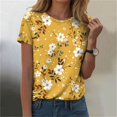 thumbnail image 2 of idosla Vintage Boho Floral T Shirt for Women Cute Colorful Wildflowers Graphic Short Sleeve Fashion Girl Botanical Tee Tops (Yellow, L), 2 of 4