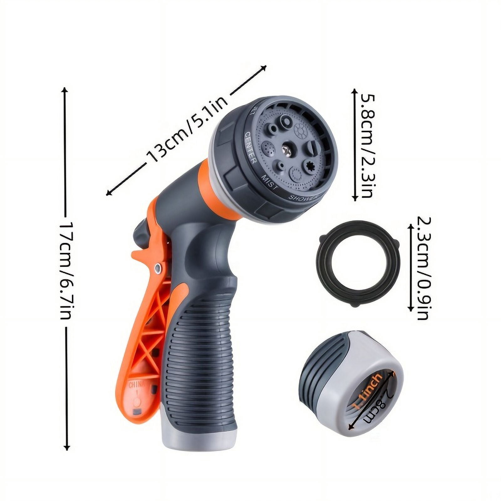 Heavy Duty Garden Hose Nozzle with 8 Adjustable Watering Patterns, Multifunctional High Pressure Sprayer for Lawn, Garden Care, and Vehicle Washing