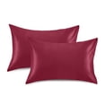 thumbnail image 2 of Haosy Satin Pillowcase for Hair and Skin Standard Cooling Silk Pillow Case with Envelope Closure Burgundy 20"x30", 2 of 9