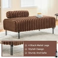 thumbnail image 4 of 49.6" Wide Upholstered Mini Loveseat with Metal Legs, 2-Seater Small Sofa End of Bed Bench Window Ottoman Footrest with Adjustable Back for Living Room Bedroom Entryway Hallway Small Space, Brown, 4 of 7